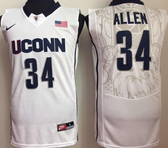 NCAA Men Uconn Huskies White 34->more ncaa teams->NCAA Jersey